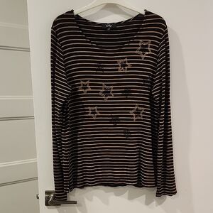 P2P 21" Orly Black and Brown Striped Star Top